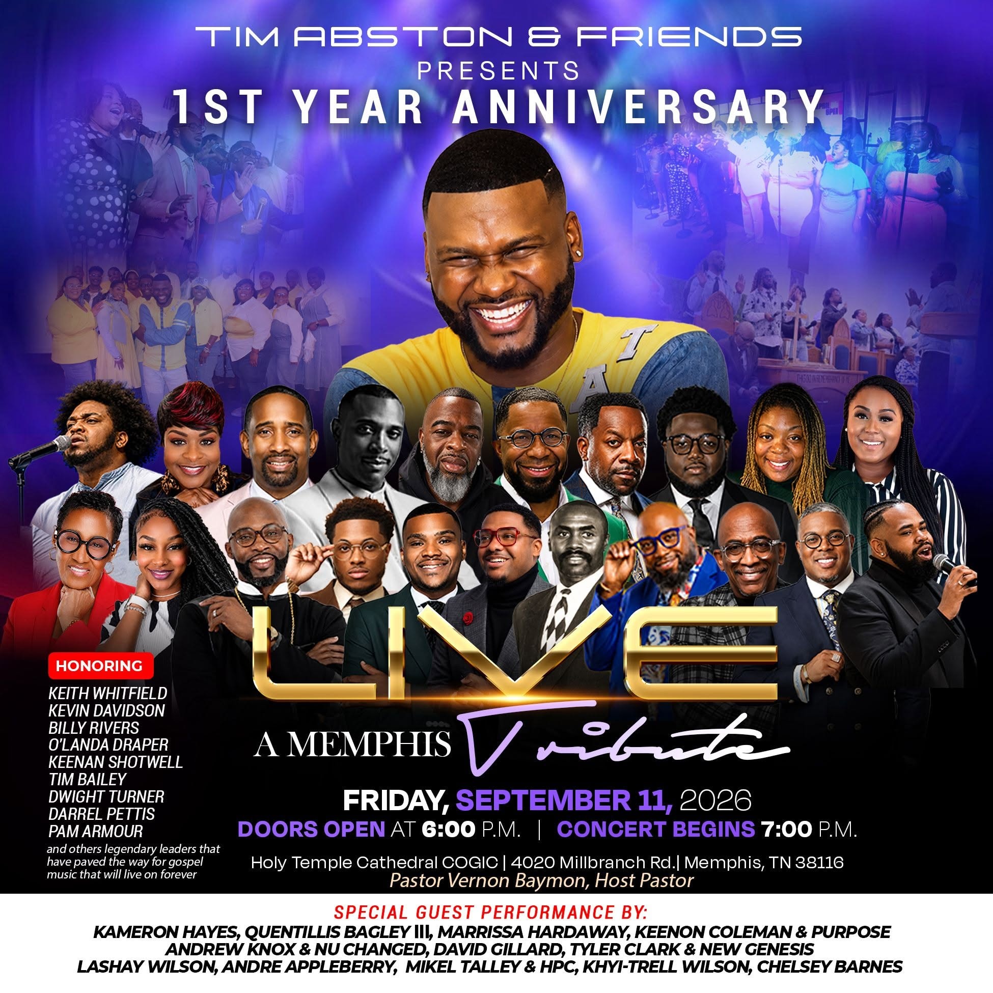 Tim Abston & Friends 1st Year Anniversary Live — A Memphis Tribute concert poster by Farris Media