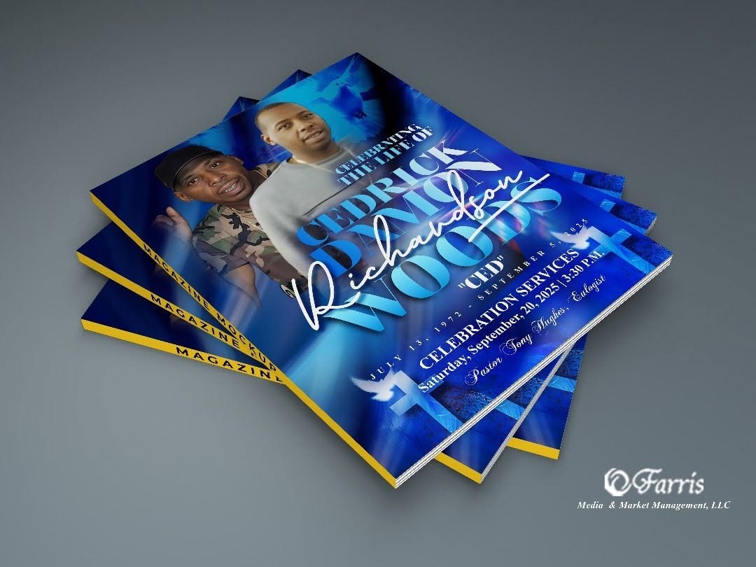 Celebrating the Life of Cedrick Damon Richardson Woods — magazine-style obituary program by Farris Media