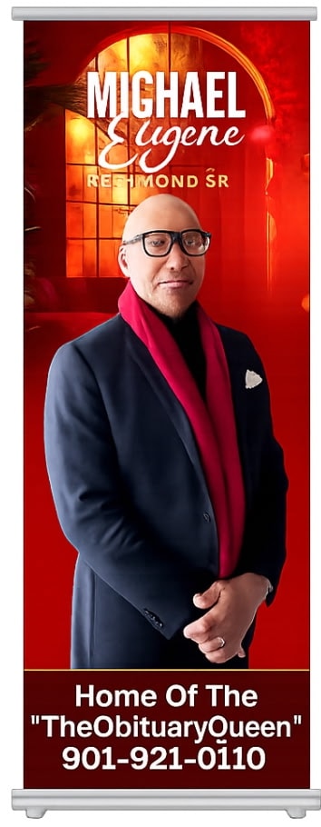 Michael Eugene Redmond Sr. memorial banner display — custom poster by Farris Media