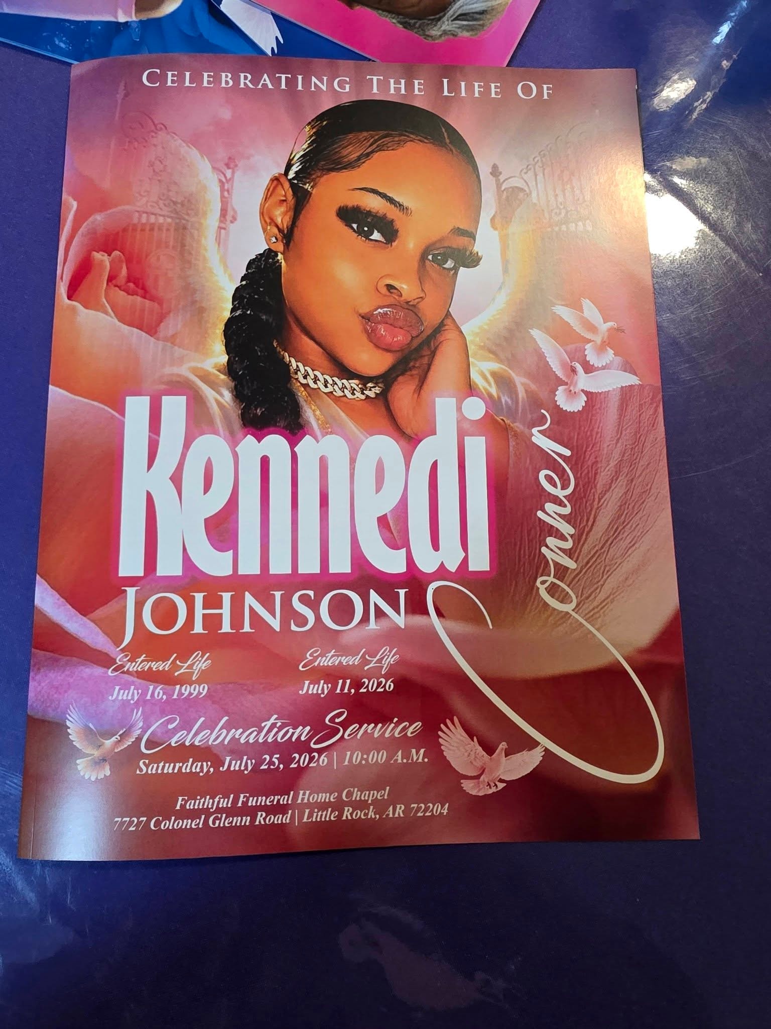 Celebrating the Life of Kennedi Johnson — obituary program design by Farris Media