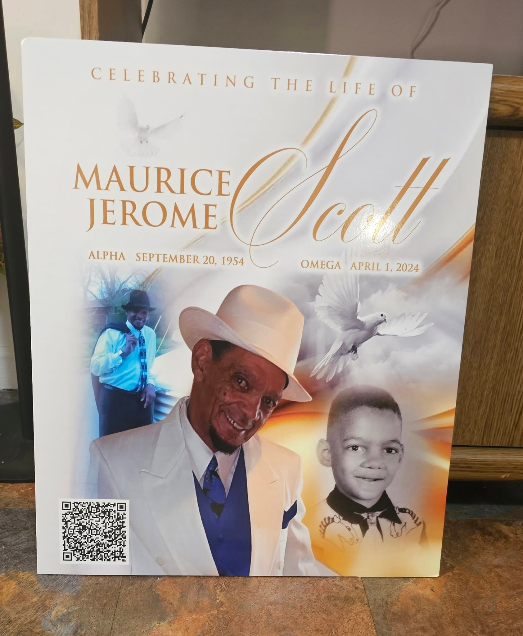 Celebrating the Life of Maurice Jerome Scott — memorial display sign by Farris Media