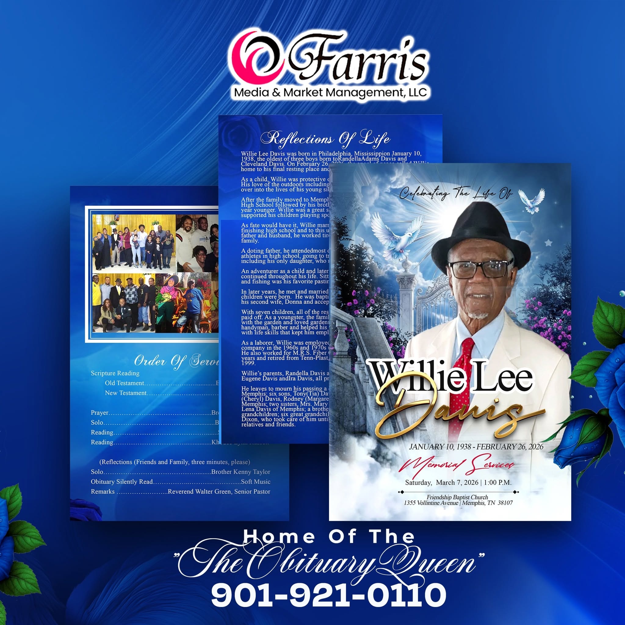 Celebrating the Life of Willie Lee Davis — full obituary program package by Farris Media