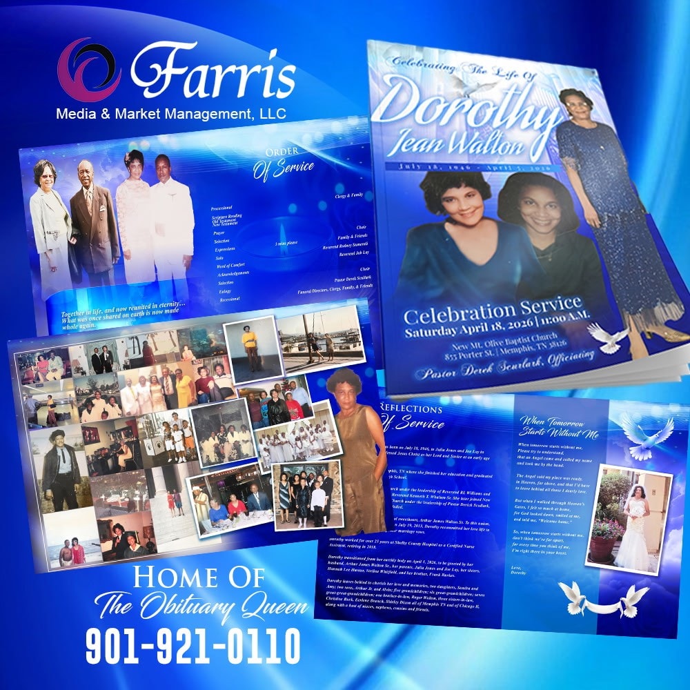 Dorothy Jean Walton celebration of life obituary program — designed by Farris Media