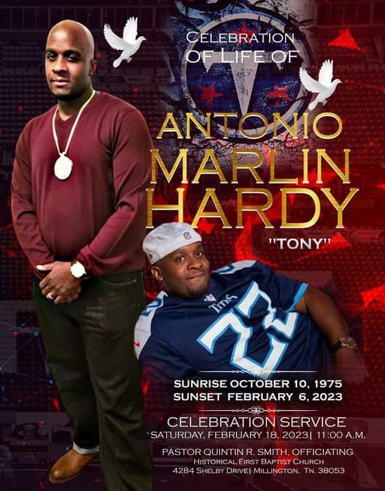 Obituary program cover — Antonio Marlin Hardy "Tony", October 10, 1975 – February 6, 2023