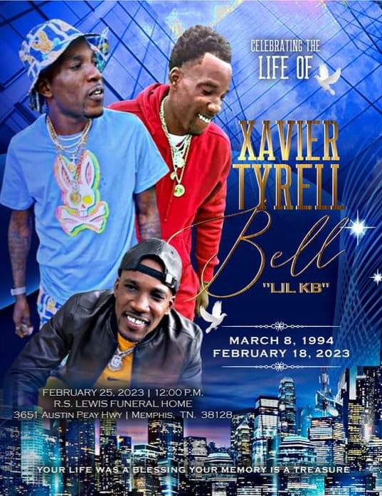 Obituary program cover — Xavier Tyrell Bell "Lil KB", March 8, 1994 – February 18, 2023